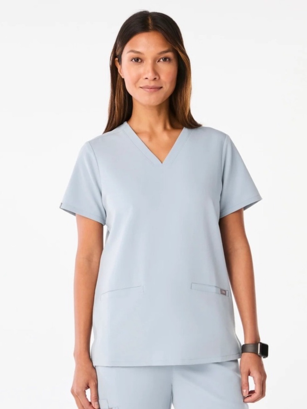 Figs Casma Three Pocket Scrub Top Dusty Blue XS